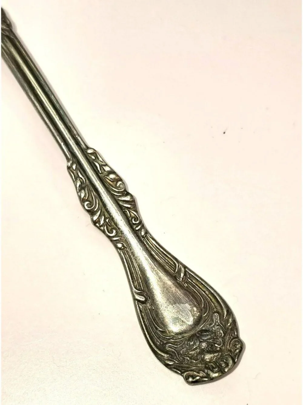 Antique Rogers Soup Spoon A1 Silverplate Ornate Floral Handle Vintage CM2275